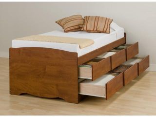 Prepac CBT 4106 K  Twin 6 drawer Tall Platform Storage Bed, Cherry