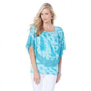 Colleen Lopez "Triple the Fun" Tie Dye Top with Fringe Trim   7694634