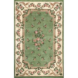 American Home Rug Co. Floral Garden Aubusson Light Green/Ivory Area Rug; Oval 4 x 6