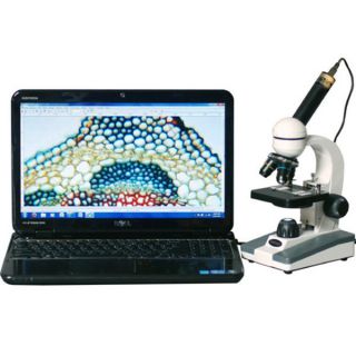 AmScope 40x 640x Glass Optics Student Compound Microscope with USB