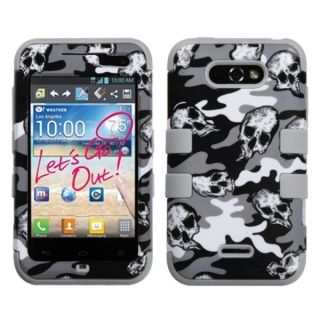 INSTEN Grey Skull Camo/ Grey TUFF Hybrid Phone Case Cover for LG MS770