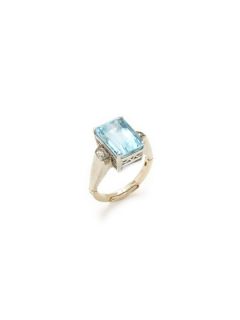 Estate Ca. 1950s Emerald Cut Aquamarine & Diamond Ring by Tara Compton
