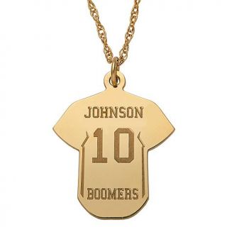 Engraved Baseball Jersey Gold Plated Sterling Silver Pendant with 20" Rope Chain   7567541