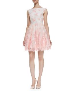 Alice + Olivia Fila Lace Overlay Sleeveless Dress, Pink Icing