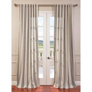 EFF Bermuda Grey Linen Blend Stripe Curtain Panel 50W x 96L