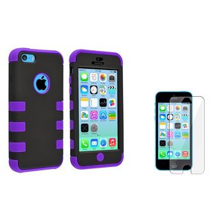 BasAcc Purple/ Black Hybrid Case/ Screen Protector for Apple iPhone 5C