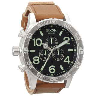 Nixon Mens 51 30 Stainless Steel Leather Strap Chronograph Watch