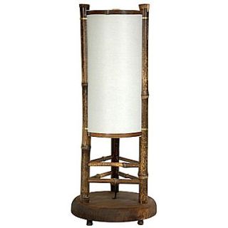 Oriental Furniture Koru Japanese Bamboo 19.6 H Table Lamp with Drum Shade