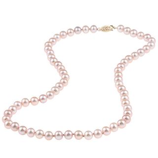 DaVonna 14k 6.5 7mm Pink Freshwater Cultured Pearl Strand Necklace (16