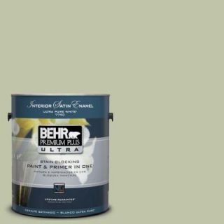 BEHR Premium Plus Ultra 1 Gal. #UL210 13 Minted Lemon Interior Satin Enamel Paint 775401
