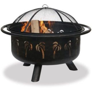 Uniflame Bronze Fire Pit With Palm Tree Designs
