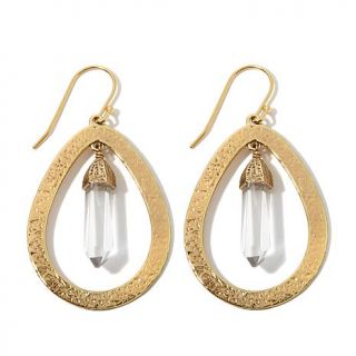 elements by NEST Rock Crystal Quartz Drop Bronze Earrings   7702712