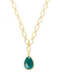 Faceted Emerald Teardrop Pendant Necklace by Katie Waltman
