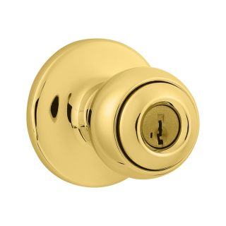 Kwikset Kwikset Polo SmartKey Polished Brass Round Keyed Entry Door Knob