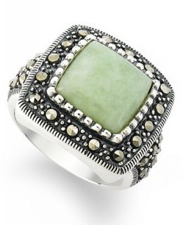Genevieve & Grace Sterling Silver Ring, Jade Square Ring (5 1/3 ct. t