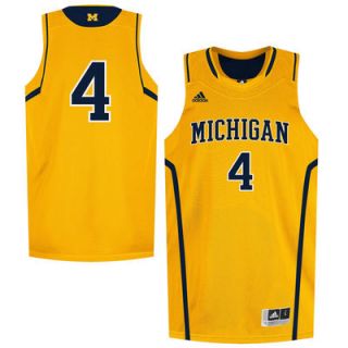 adidas Michigan Wolverines #4 Youth Replica Basketball Jersey   Maize