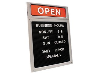 COSCO 098221 Message/Business Hours Sign, 15 x 20 1/2, Black/Red