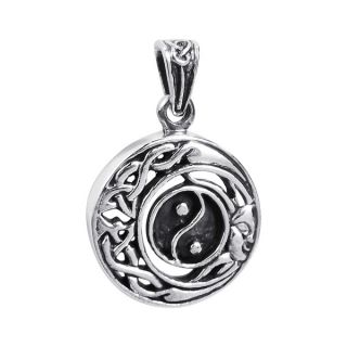 Celtic Half Moon and Sun Yin Yang .925 Silver Pendant (Thailand