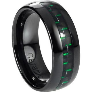 Daxx Men's Ceramic Green Carbon Fiber Inlay Ring