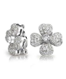Bling Jewelry Bling Jewelry Clover Cz Pave Flower Heart Stud Clip On Earrings (365139201)