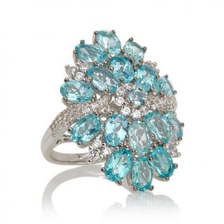 Victoria Wieck 8.44ct Apatite and White Zircon Floral Ring   7853955