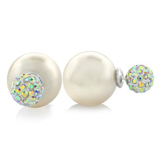Glitzy Rocks Front and Back Swarovski Elements With Faux Pearl Stud