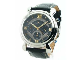 Mens Lucien Piccard Leather Chronograph Watch 28168BK