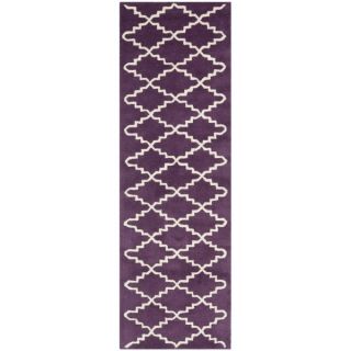 Safavieh Handmade Moroccan Chatham Purple/ Ivory Wool Rug (23 x 7)