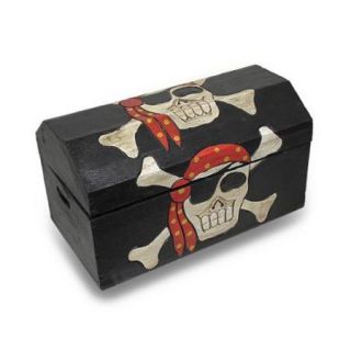 Wooden Pirate Treasure Chest  Skull with Bandana