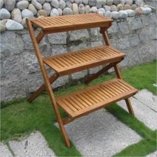 Vifah Outdoor Wood Three Layer Plant Stand