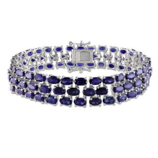 Miadora Sterling Silver Created Blue Sapphire Bracelet   15370180