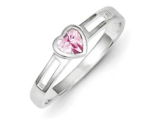 Sterling Silver Pink Cz Heart Ring, Size 7