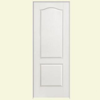 Masonite 28 in. x 80 in. Solidoor Textured 2 Panel Arch Top Solid Core Primed Composite Single Prehung Interior Door 19044