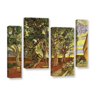 ArtWall A Corner Of Saint Paul Hospital by Vincent Van Gogh 4 Piece Gallery Wrapped Canvas Staggered Set