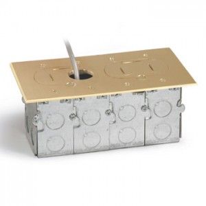 Lew Electric RCFB 2 Floor Box, Recessed Hybrid Two Gang   Brass