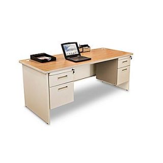 Marvel Pronto 66 x 30 Double Pedestal Desk; Oak/Pumice