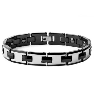 Mens Tungsten Carbide Polished and Black plated Bracelet