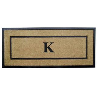 Creative Accents DirtBuster Single Picture Frame Black 24 in. x 57 in. Coir with Rubber Border Monogrammed K Door Mat 18106K