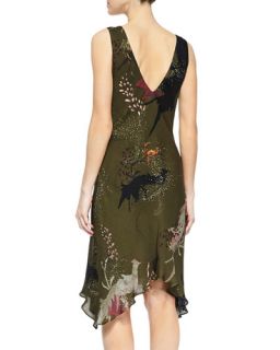 Haute Hippie Embellished Waist Silk V Neck Dress