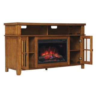 Dakota TV Stand with 26 inch Infrared Quartz Fireplace   Premium Oak