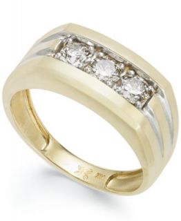 Mens 14k Gold Ring, Diamond Three Stone (1 ct. t.w.)   Rings