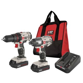 PORTER CABLE 2 Tool 20 Volt Max Lithium Ion (Li ion) Cordless Combo Kit with Soft Case