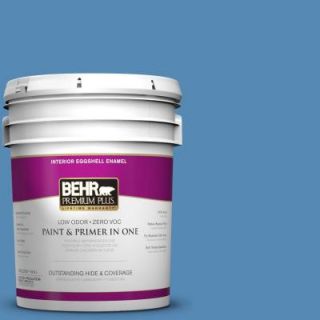 BEHR Premium Plus 5 gal. #M520 5 Alpha Blue Eggshell Enamel Interior Paint 240005