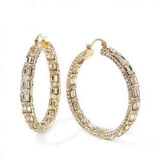 AKKAD "Gorgeous Is Just Gorgeous" Crystal Goldtone Inside Outside Hoop Earrings   7755444