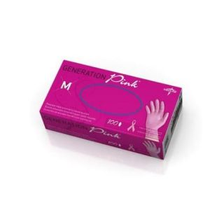 Medline PINK6075 Generation Pink Vinyl Gloves, Pink, Medium, 100/Box