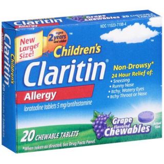 Children's Claritin Chewables Grape Flavored Allergy Relief, 20 count'