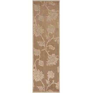 apartment AH Chania Machine Made Floral Indoor/Outdoor Runner, Brown, 2'6" x 7'10"