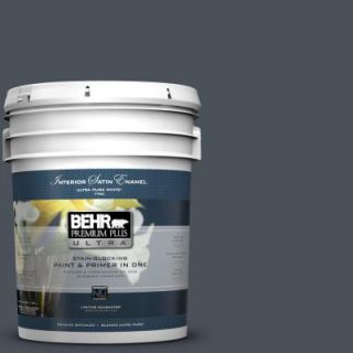 BEHR Premium Plus Ultra 5 gal. #T15 2 Seared Gray Satin Enamel Interior Paint 775305
