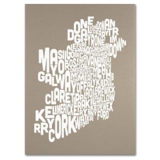 Trademark Fine Art 18 in. x 24 in. Ireland Text Map   Taupe Canvas Art MT0267 C1824GG