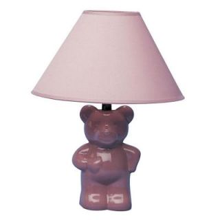 ORE International 13 in. Ceramic Teddy Bear Pink Lamp 611PK